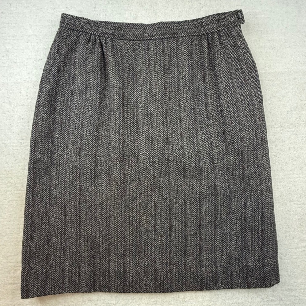 Koret Vtg 100% Wool Herringbone Skirt Gray union Made in USA 16 classic 80s spot